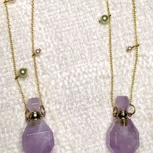 Purple Amethysts Perfume Pendant Necklace